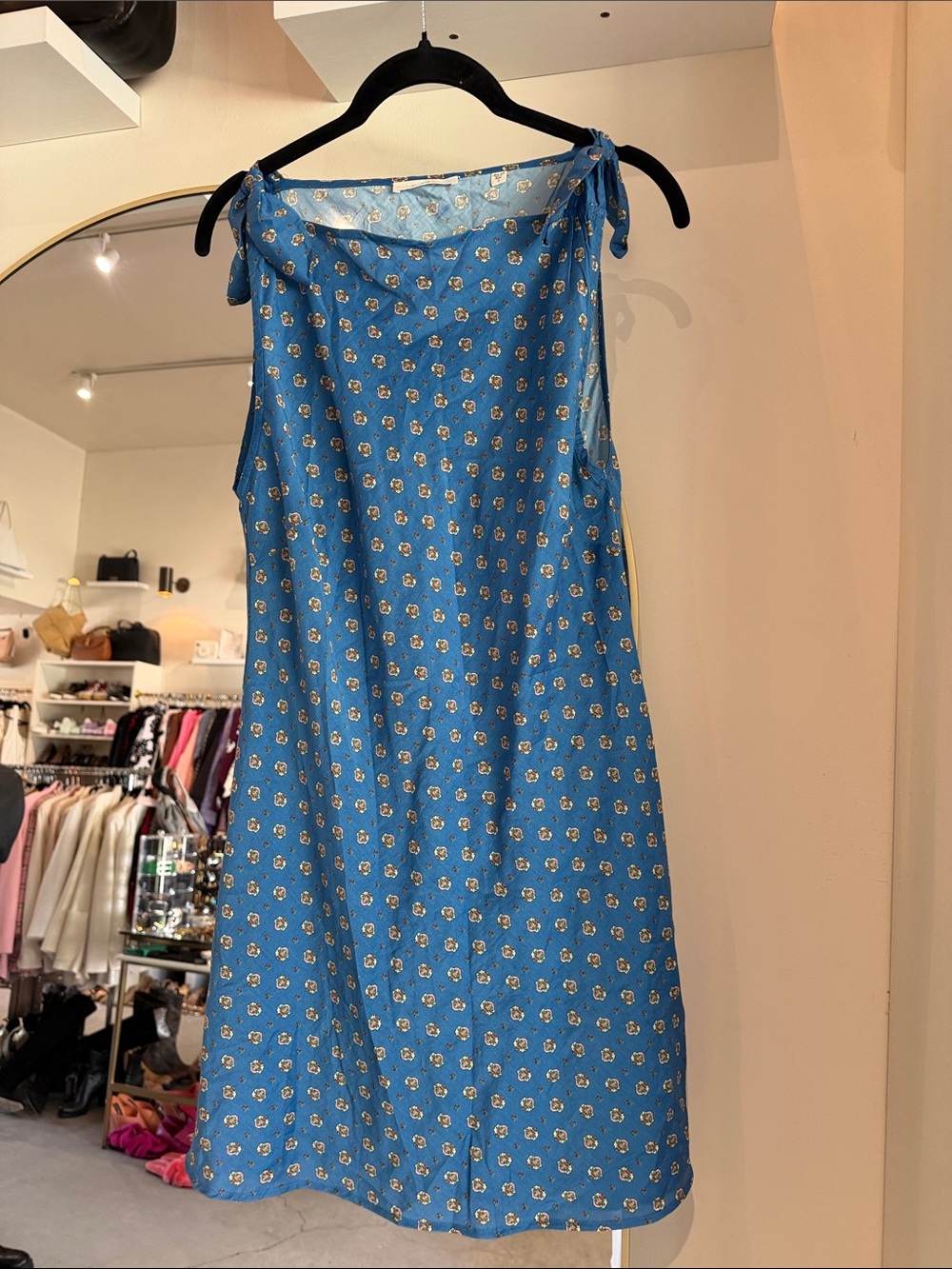 Doen Blue Floral Tie-Shoulder Sleeveless Dress